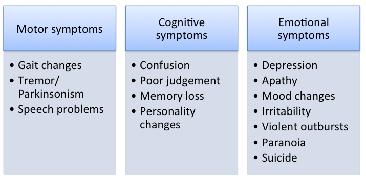 Symptoms of concussion